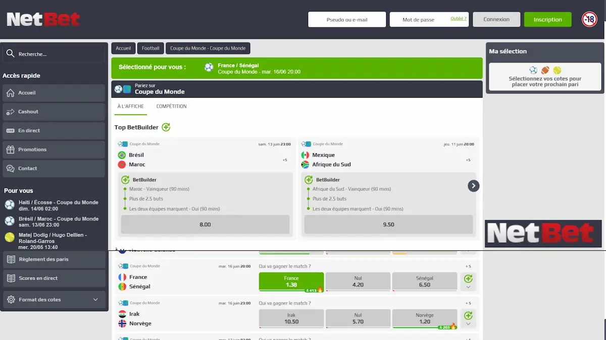 Interface NetBet Mondial 2026